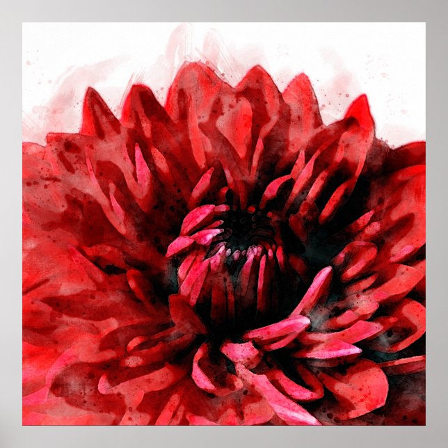 Bold Dahlia Watercolor Crimson Poster (Framsidan)