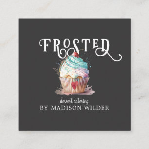 Bold Dessert Catering Baker Calligraphy Kupaka Fyrkantigt Visitkort