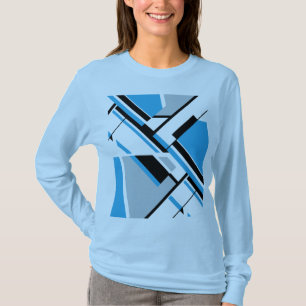 Bold Diagonal Blue Black Grått MCM-utseende Abstra T Shirt