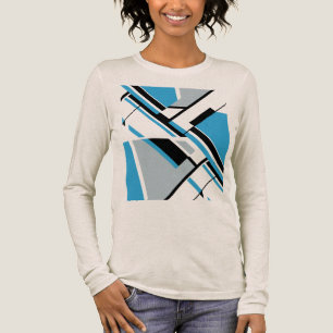 Bold Diagonal Blue Black Grått MCM-utseende Abstra T Shirt