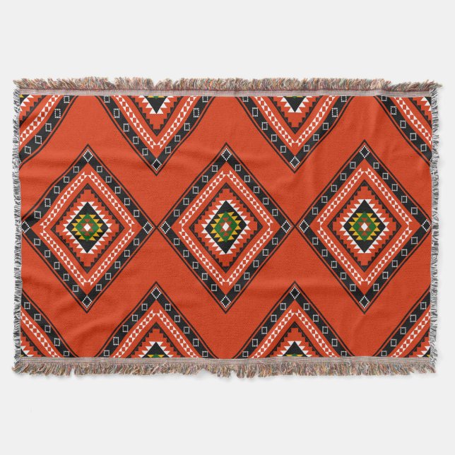 Bold Diamond Mönster Boho Throw Blanket Filt (Framsidan)