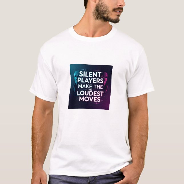Bold Digital Artwork with Silhouetted Masks and Mo T Shirt (Framsida)