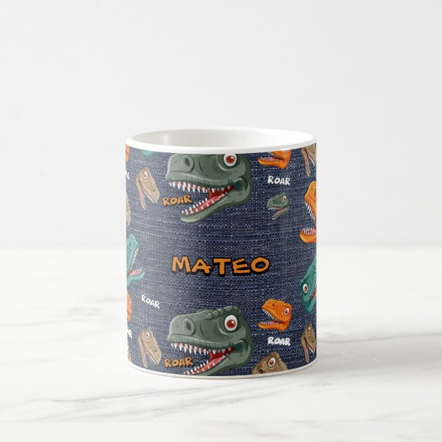 Bold dinosaur mug pattern for boys kaffemugg (Center)