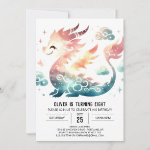 Bold Dragon Birthday Printable Inbjudningar