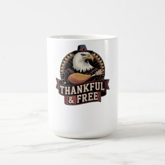 Bold Eagle Head Thankful & Free Vintage Graphic Kaffemugg