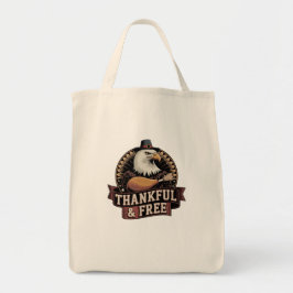 Bold Eagle Head Thankful & Free Vintage Graphic Tygkasse
