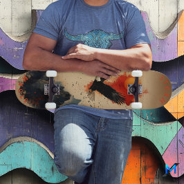 Bold Eagle i Fiery Himmel över berg, Retro Vild Mini Skateboard Bräda 18,5 Cm