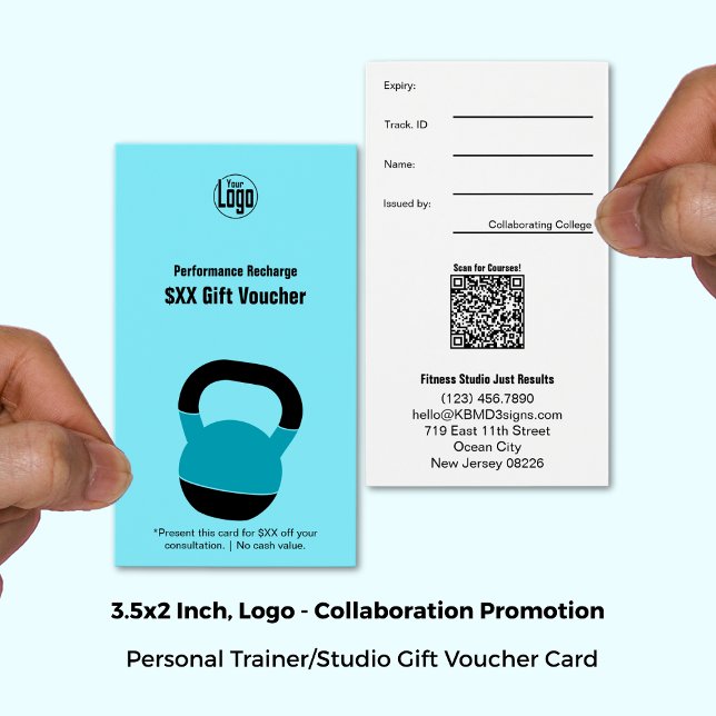Bold Electric Blue Athlete Promo Gift Voucher Card Visitkort (3.5x2 Inch, Bold Electric Blue Athlete Promo Gift Voucher Card)