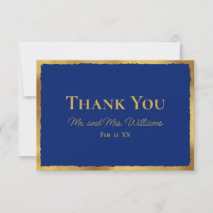 Bold Elegance Luxe Guld Kant Royal Blue Bröllop Tack Kort