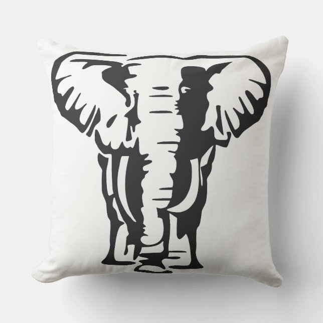 Bold Elephant Silhouette Dekorativ kudde (Framsida)