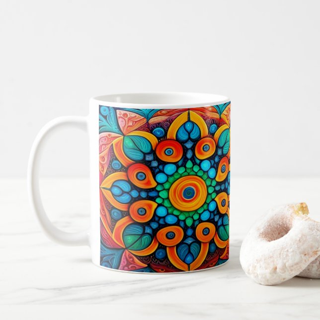 Bold Ethnic Mandala Kaffemugg (Med munk)