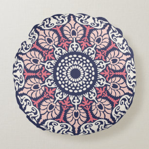 Bold Ethnic Modern Mandala boho chic Indian Yoga Rund Kudde