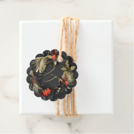 Bold Exotic Tropical Foliage Black Guld Red Gåvor Etiketter