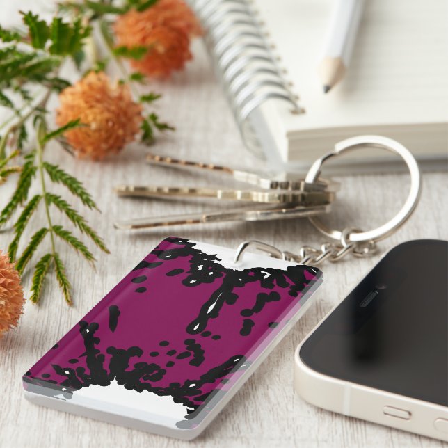 Bold Expression – Wine & Black Abstract Keychain (Högra Framsidan)