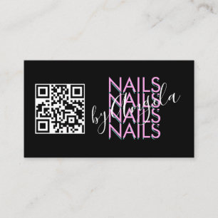 Bold Eyelash Salon Nagel QR Code Rosa Black Visitkort