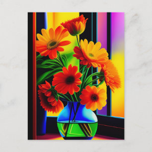 Bold Färg Artistic Blommigt Bouquet Vykort