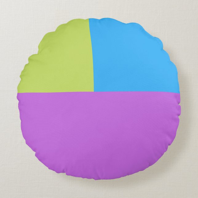Bold Färg Blocks Grönt Blue Rosa 4 Rund Kudde (Framsidan)