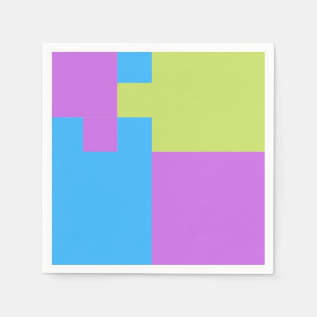 Bold Färg Blocks Grönt Blue Rosa 7 Pappersservett (Framsidan)