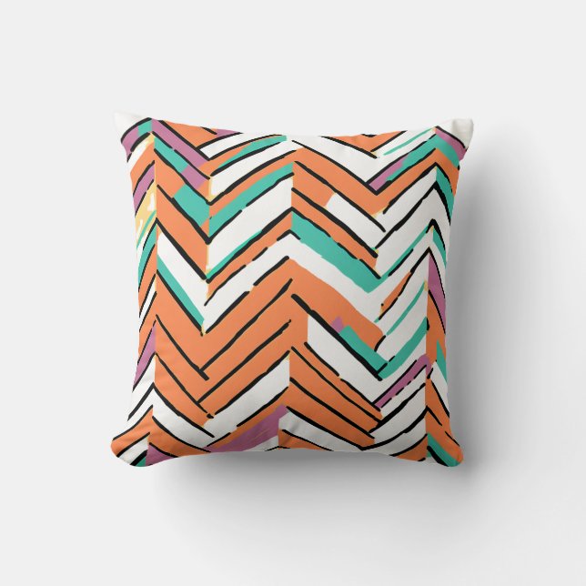 Bold Färg Herringbone Chevron mönster Kudde (Framsida)