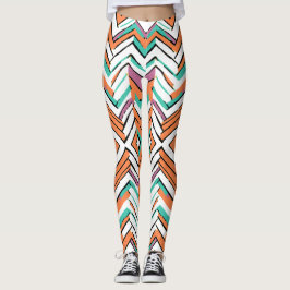 Bold Färg Herringbone Chevron mönster Leggings