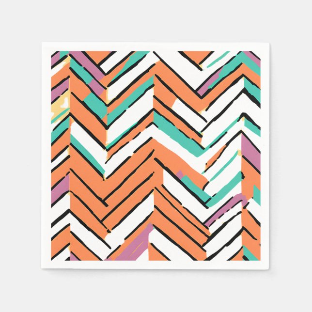 Bold Färg Herringbone Chevron mönster Pappersservett (Framsidan)