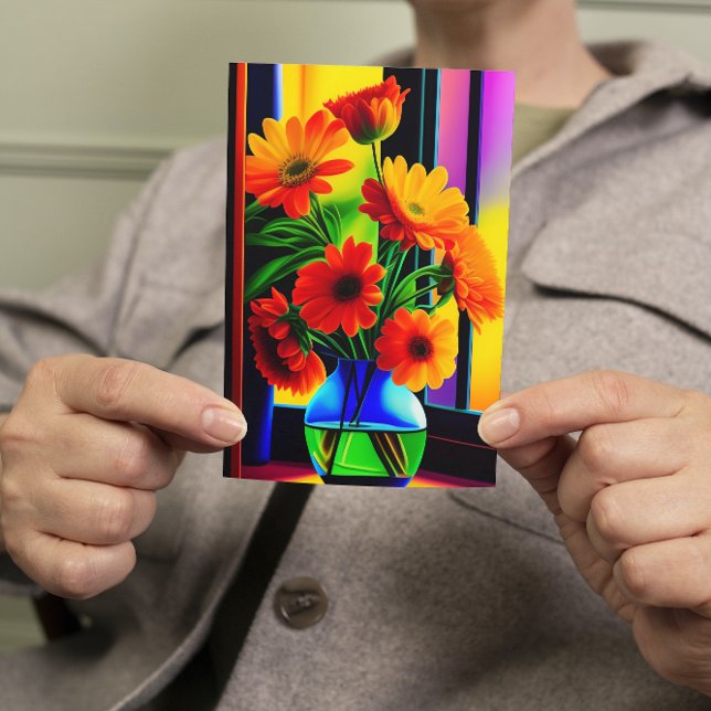 Bold Färg Konstnärlig Blommigt Bouquet Hälsning Kort (Skapare uppladdad)