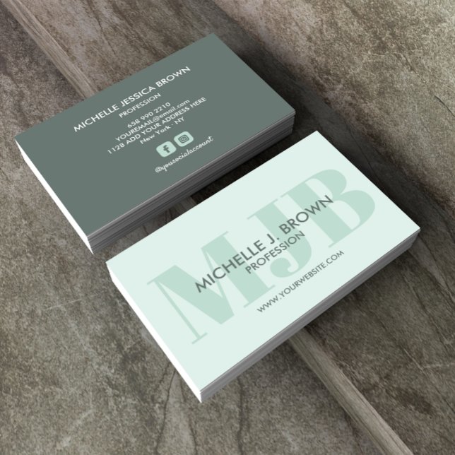 BOLD FÄRG MONOGRAM PROFESSIONELL SOCIAL-KONTO VISITKORT (Skapare uppladdad)
