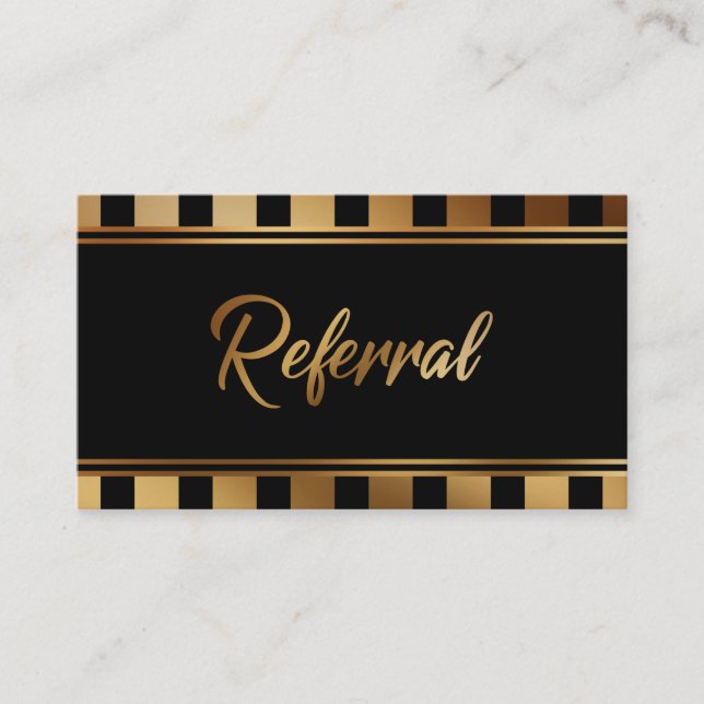 Bold Faux Gold Foil och Black Reference Cards Rabattkort (Framsida)