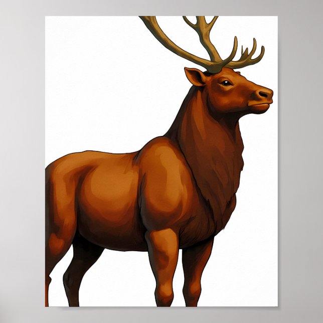 Bold Flat Color Graphic: Musclebound Reindeer  Poster (Framsidan)