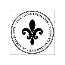 Bold Fleur De Lis Round Family Namn Returadress
