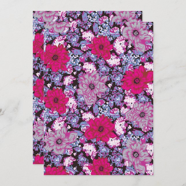 Bold Floral Pattern – Pink Purple Flower Wallpaper Spara Datumet (Fram/baksida)