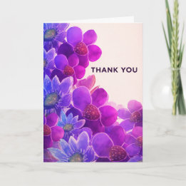 Bold Floral Thank You Card Modern Purple Blue Tack Kort
