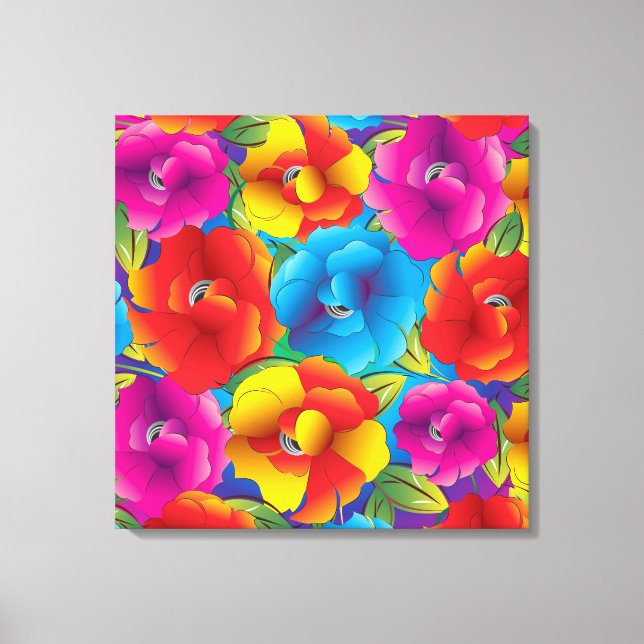 Bold Flowers Wrapped Canvas (Framsida)