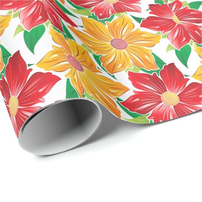 Bold Flowers Wrapping Papper Presentpapper (Rullad Hörn)