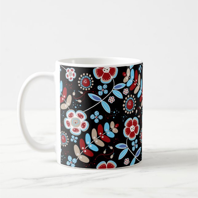 Bold Folk Floral Pattern Kaffemugg (Vänster)