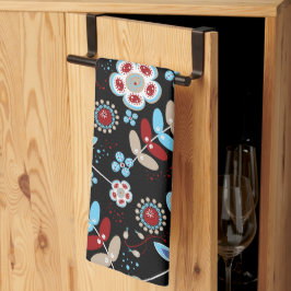 Bold Folk Floral Pattern Kökshandduk