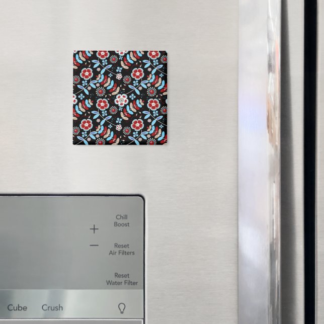 Bold Folk Floral Pattern Magnet (In Situ (Fridge))