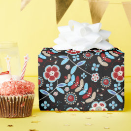 Bold Folk Floral Pattern Presentpapper