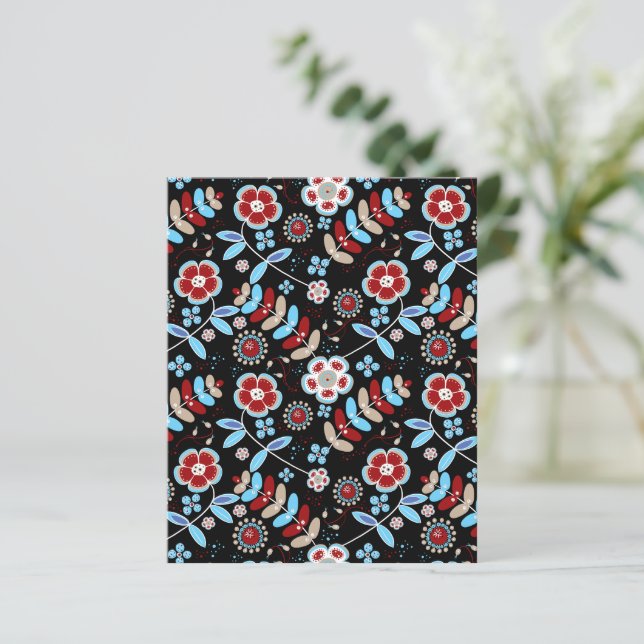 Bold Folk Floral Pattern Scrapbook Paper (Stående Fram)