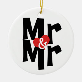 Bold Font Gay Bröllop Mr och Personlig Julgransprydnad Keramik