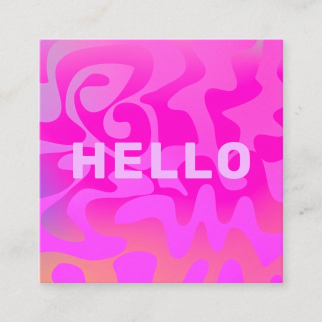 Bold Font Groovy Hello Hot Pink Bright Fyrkantigt Visitkort (Framsida)
