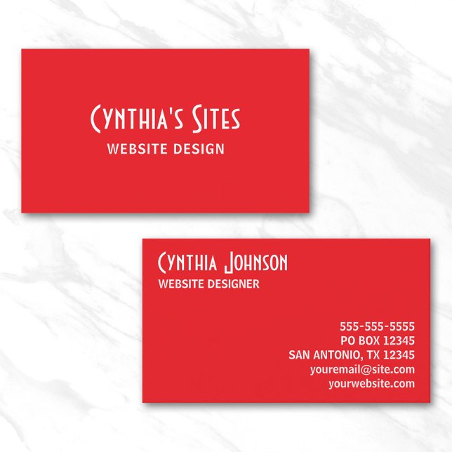 Bold för Bright Red and White Retro Visitkort (Bright Red and White Retro Bold Business Card)