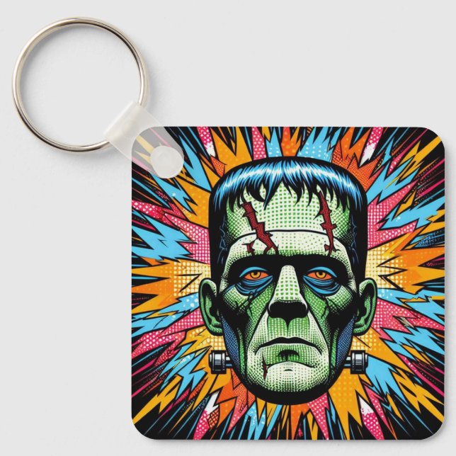 "Bold Frankenstein" Aluminum Keychain Nyckelring (Framsida)