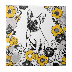 Bold Fransk Bulldog Pop Art Porträtt Kakelplatta