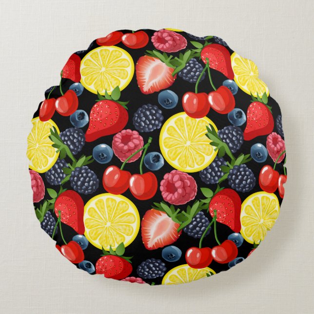 Bold Frukt Pillow Rund Kudde (Framsidan)