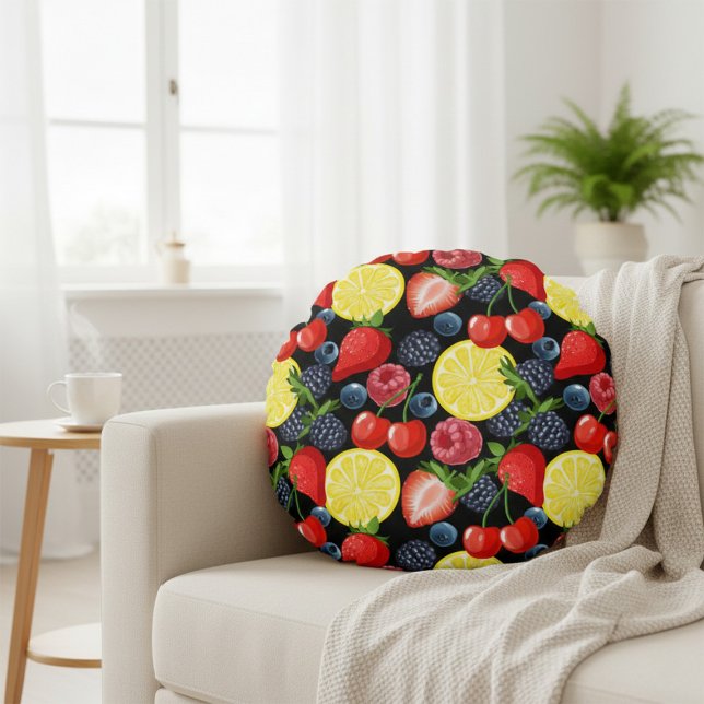 Bold Frukt Pillow Rund Kudde (Skapare uppladdad)