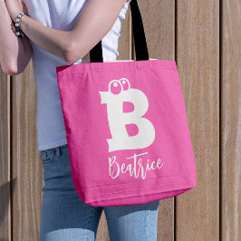 Bold fun typography monogram name pink white  tygkasse