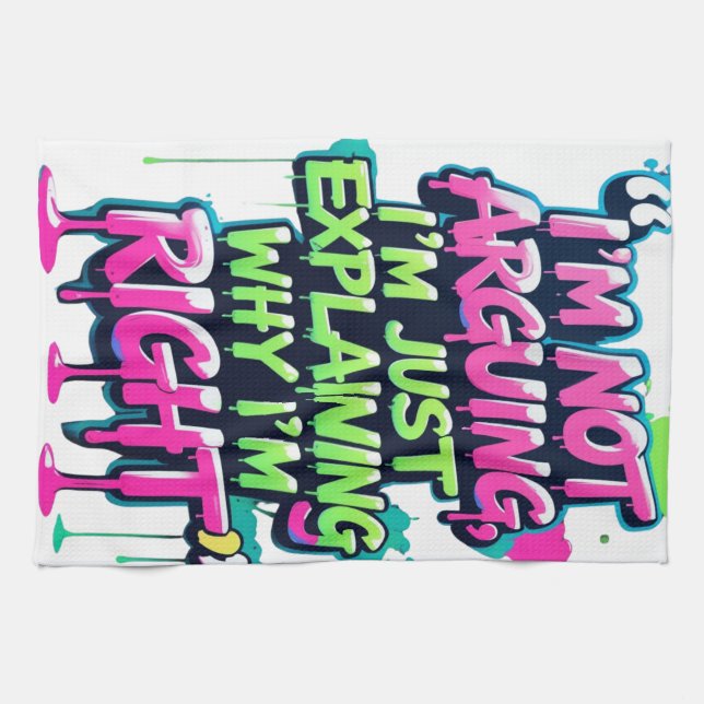 Bold Funny Quote Neon Graffiti Design Kökshandduk (Horisontell)