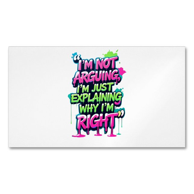 Bold Funny Quote Neon Graffiti Design Magnetiska Visitkort (Framsida)