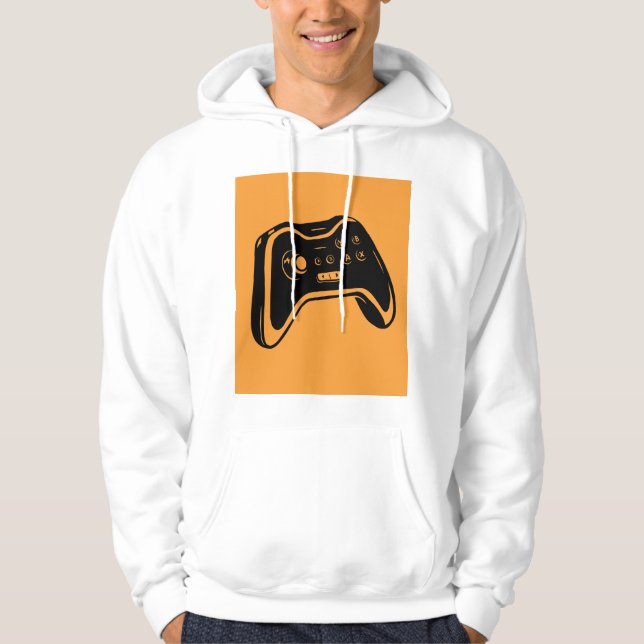 Bold Game Controller Minimal Gamer Art Hoodie (Framsida)